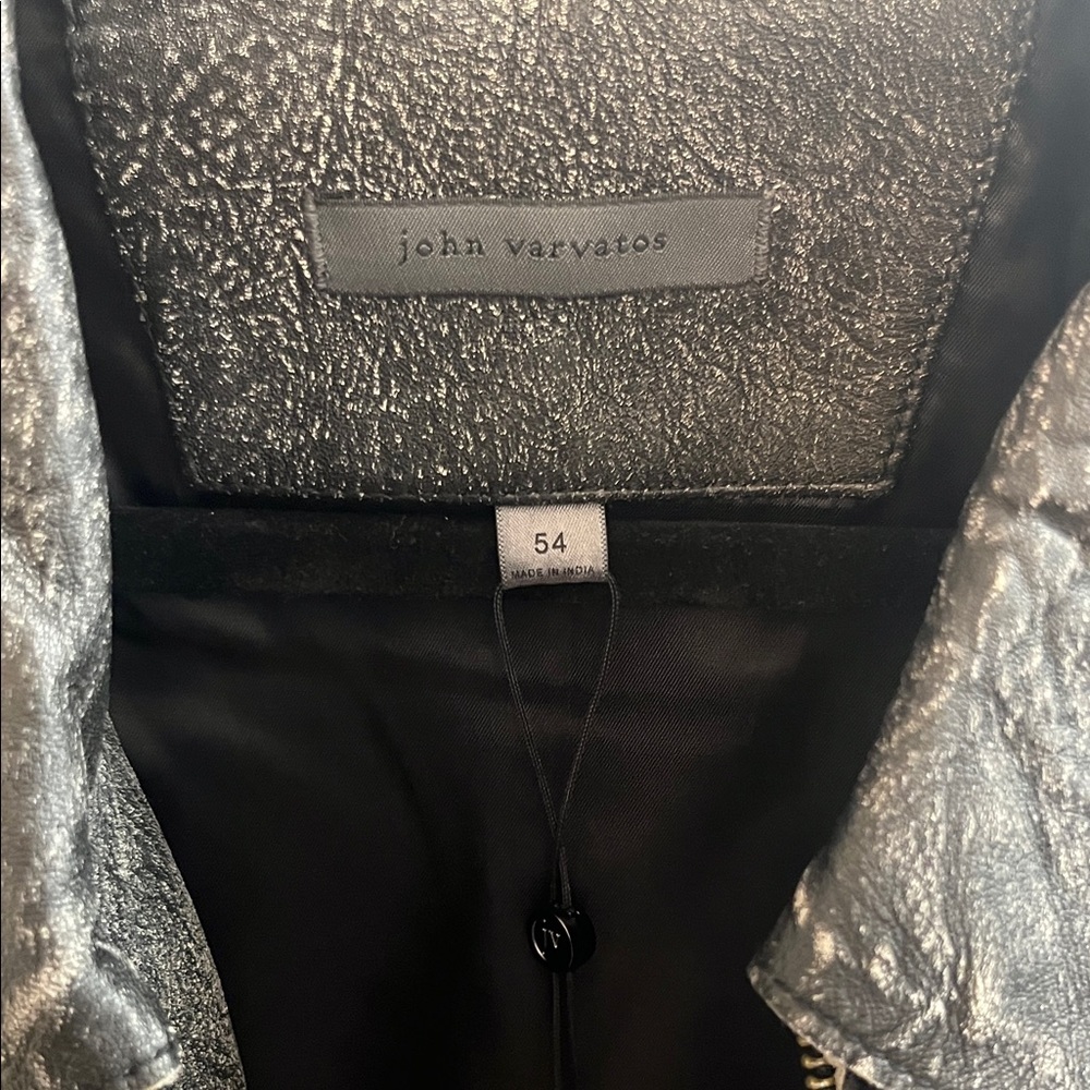 John Varvatos Distressed Gray Leather Asher Jacket - Picture 3 of 10